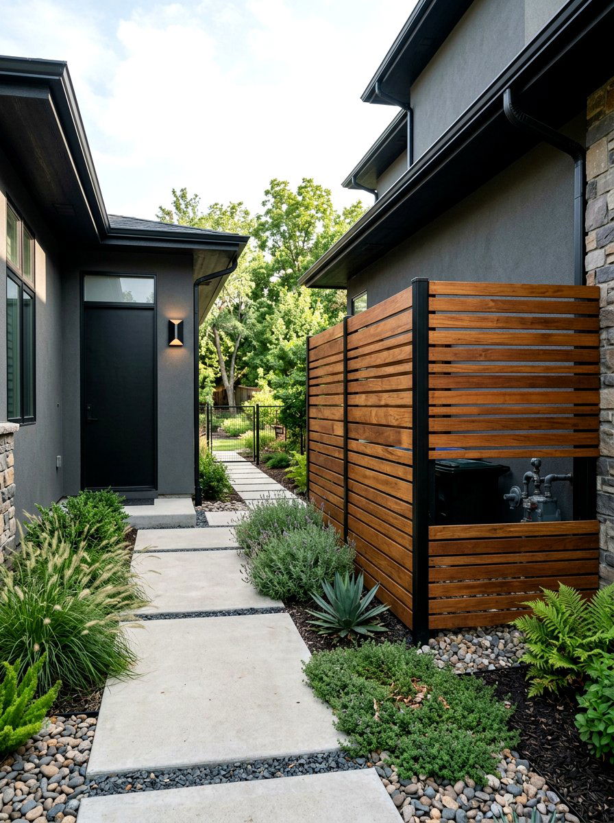 Wood Privacy Screen For Side Yard - 30 side entry curb appeal ideas