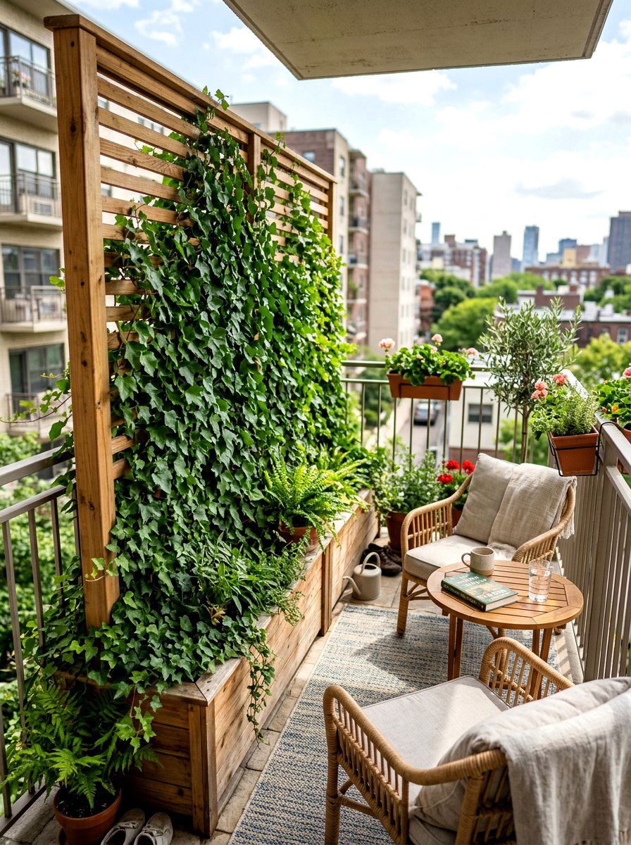 Wood Privacy Trellis Planter - 30 wooden planter ideas