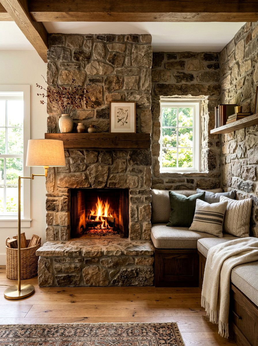 Wood Reading Nook - 30 layered neutral decor ideas