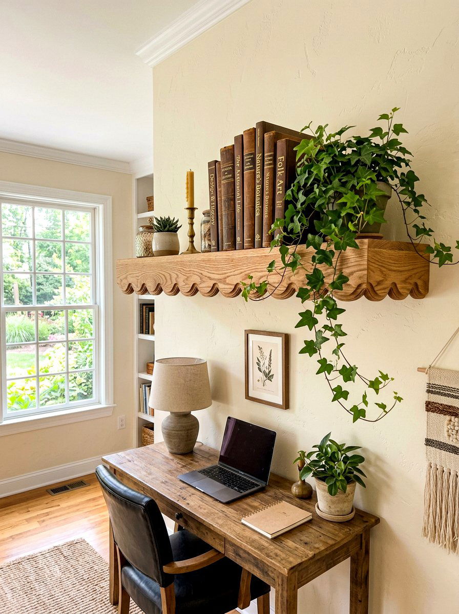 Wood Scalloped Floating Shelf - 30 scalloped shelf ideas