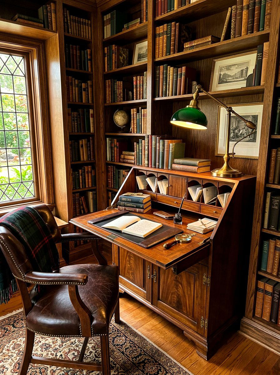 Wood Secretary Desk - 30 old money apartment decor ideas