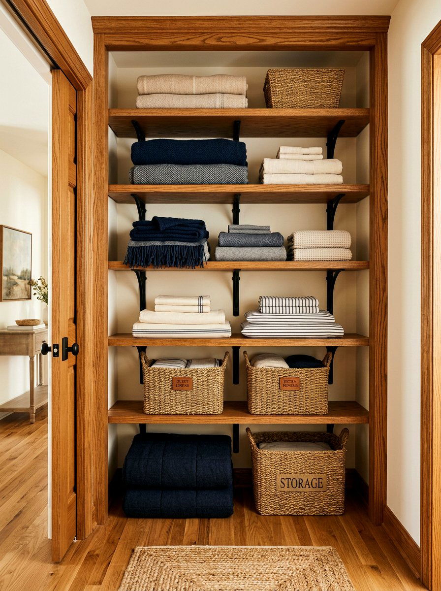 Wood Shelf Linen Closet - 30 organizing a linen closet ideas