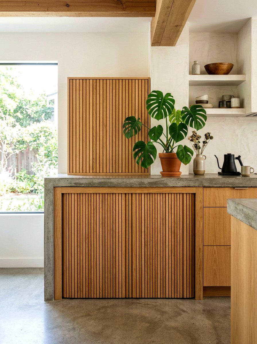 Wood Slat Appliance Garage - 30 hidden toaster garage ideas