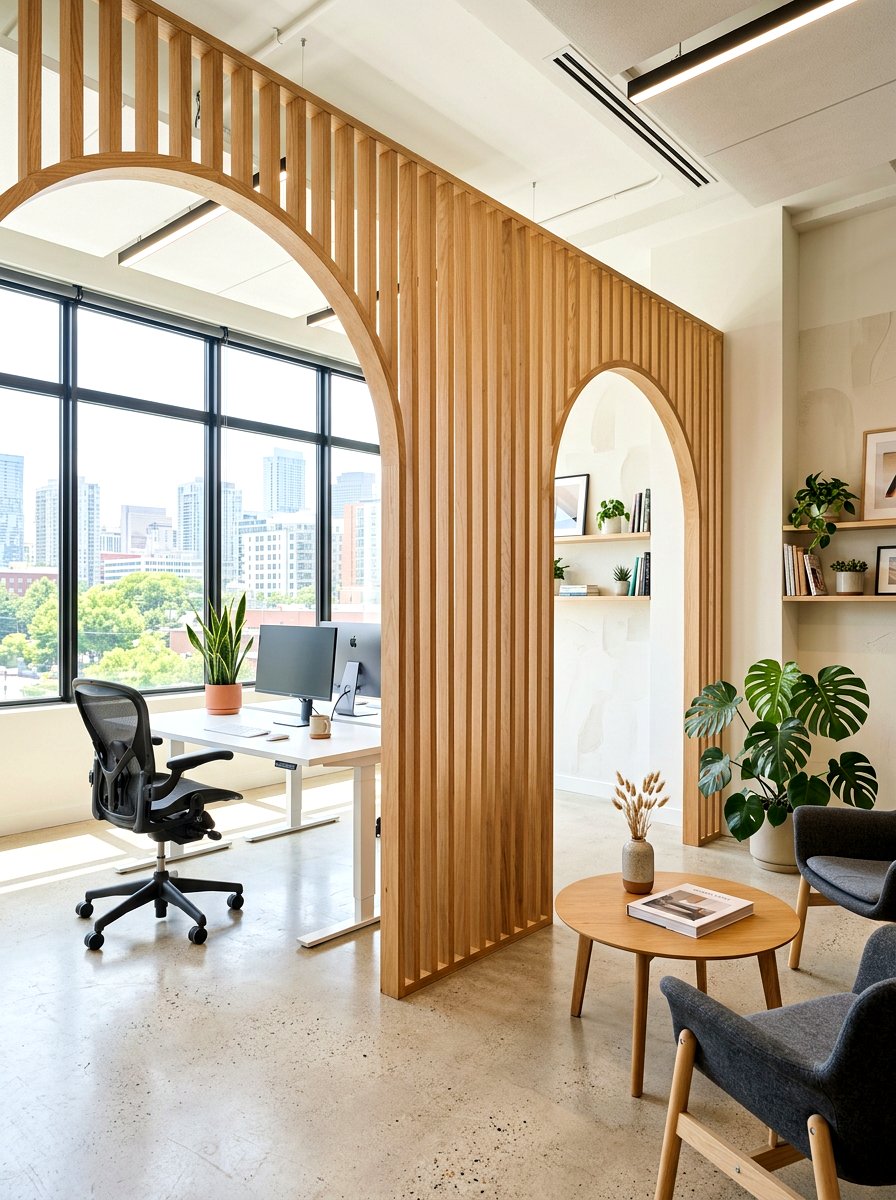 Wood Slat Arch - 30 interior arch ideas