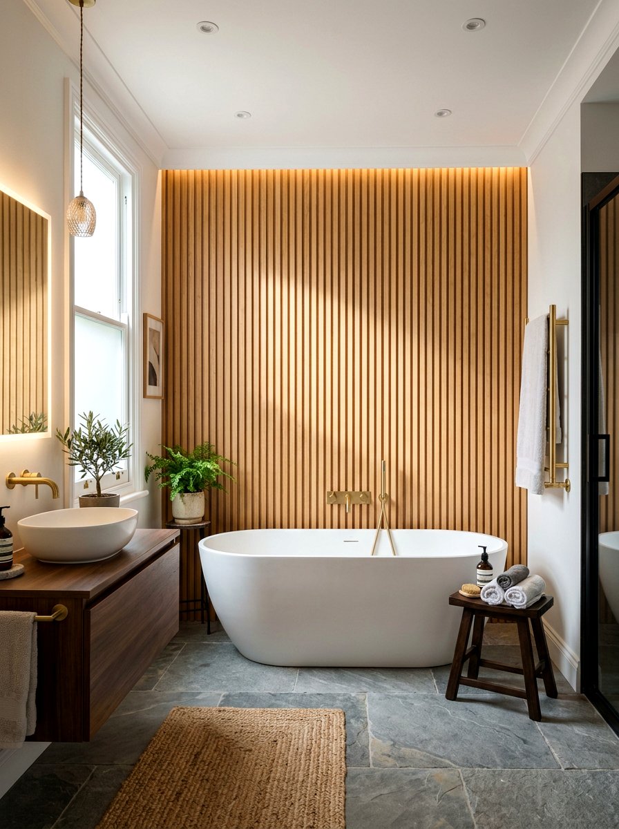 Wood Slat Bathroom Wall - 30 boutique hotel bathroom ideas