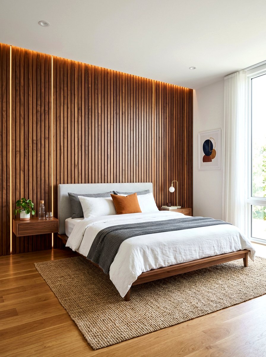 Wood Slat Bedroom - 30 midcentury bedroom ideas