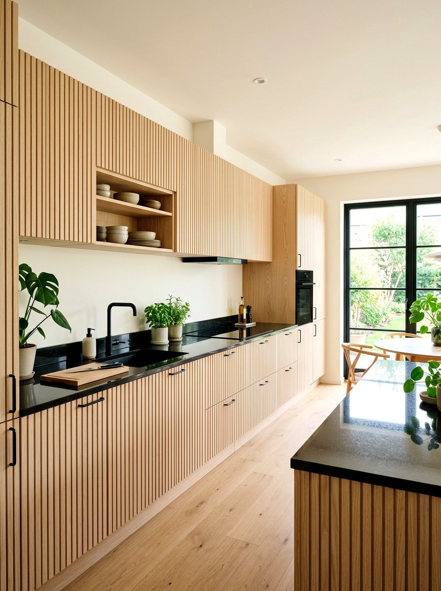 Wood Slat Cabinet - 30 appliance garage ideas