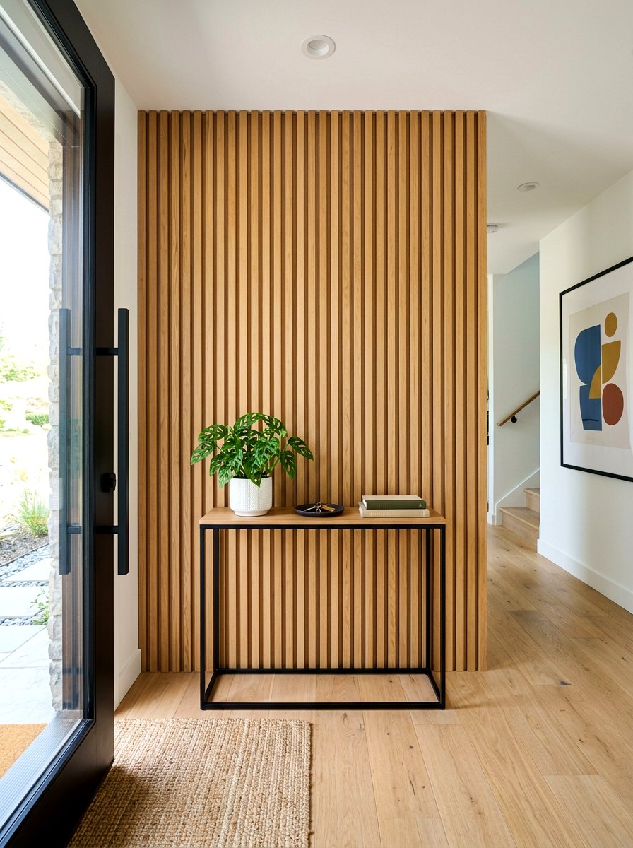Wood Slat Foyer Wall - 30 foyer accent wall ideas
