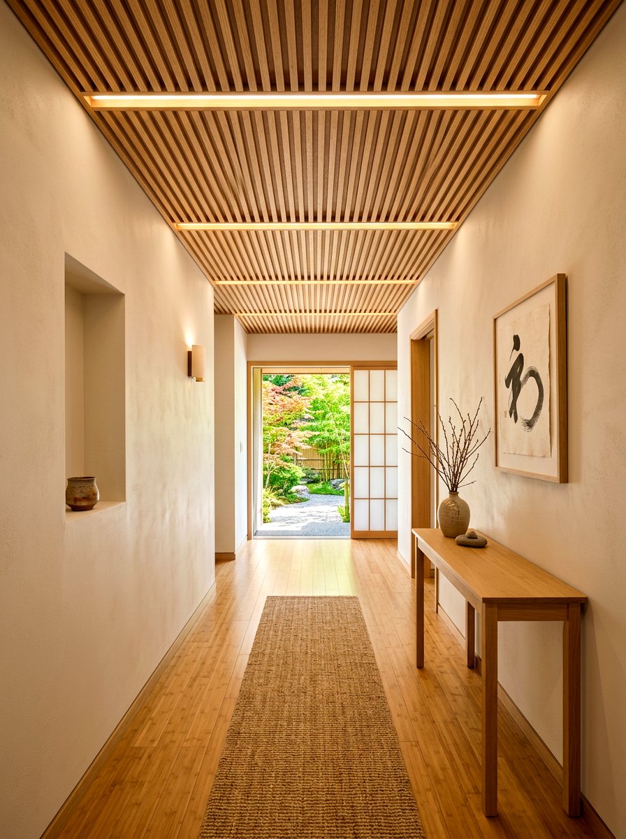 Wood Slat Light - 30 hallway lighting ideas