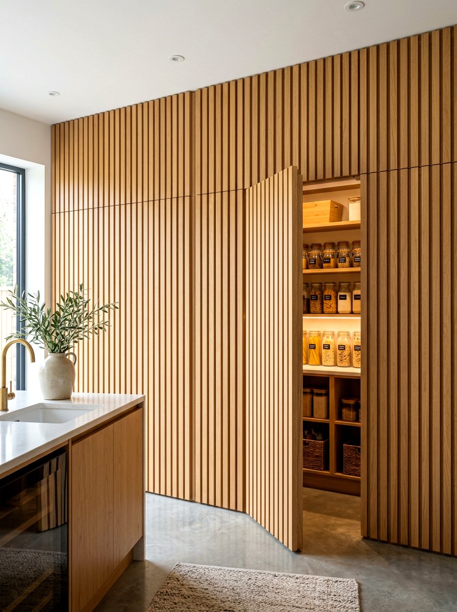 Wood Slat Pantry Wall - 30 full wall pantry cabinet ideas