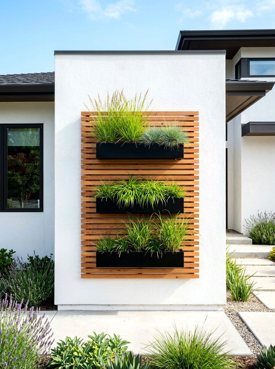 Wood Slat Planter - 30 wall garden planter ideas