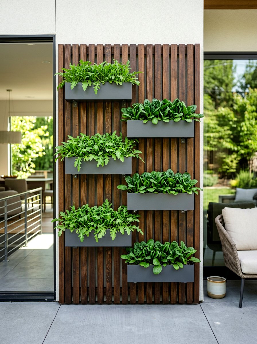 Wood Slat Planter - 30 vertical vegetable garden ideas