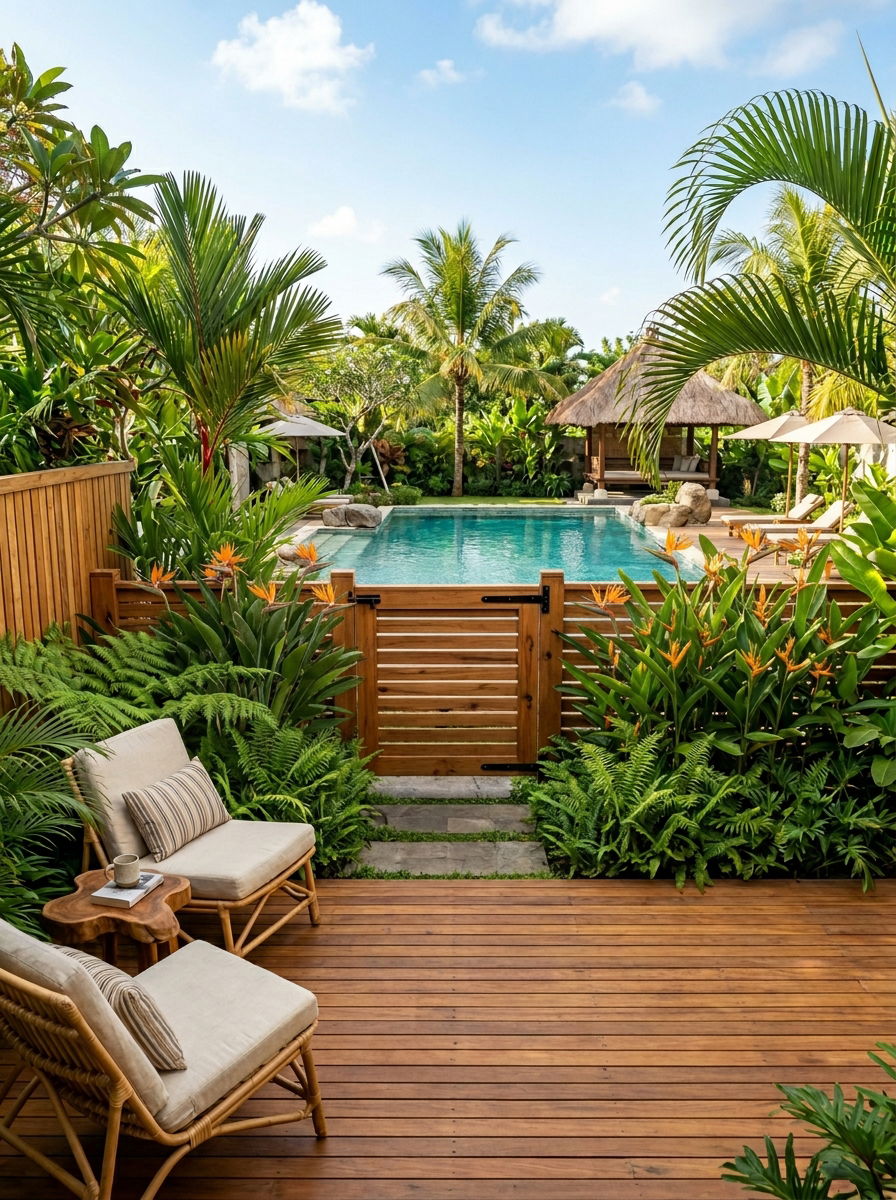 Wood Slat Pool Gate - 30 pool gate ideas