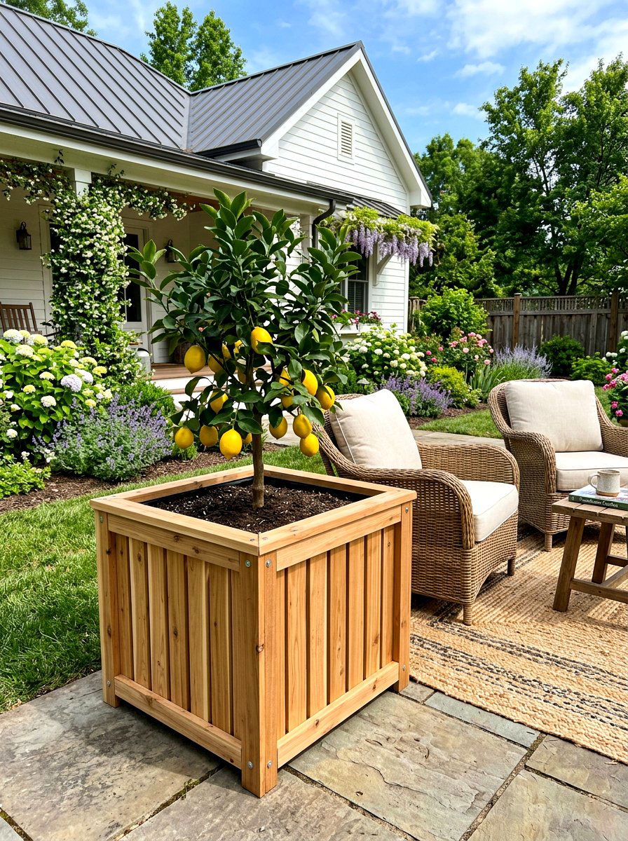 Wood Slat Square Planter - 30 large planter ideas