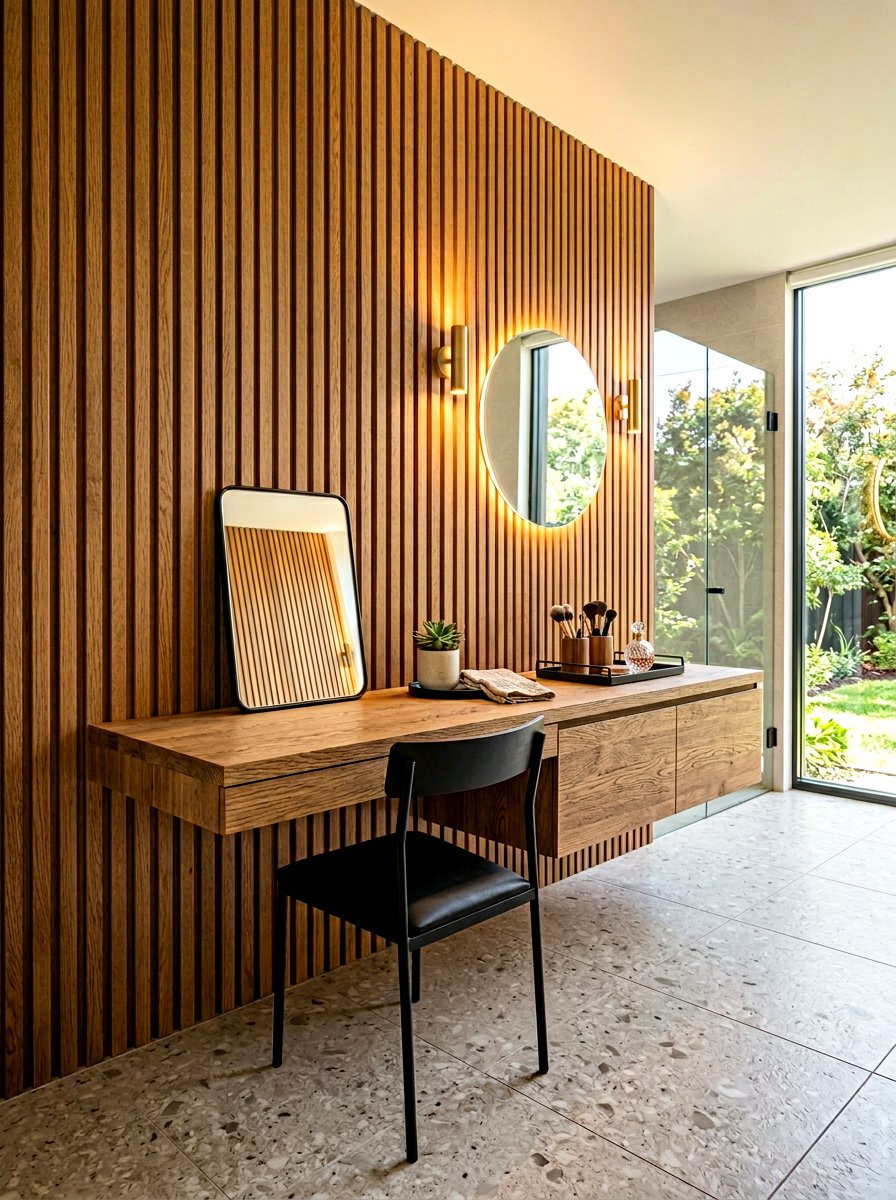 Wood Slat Vanity - 30 makeup vanity ideas