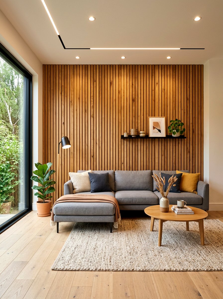 Wood Slat Wall - 30 quiet room decor ideas