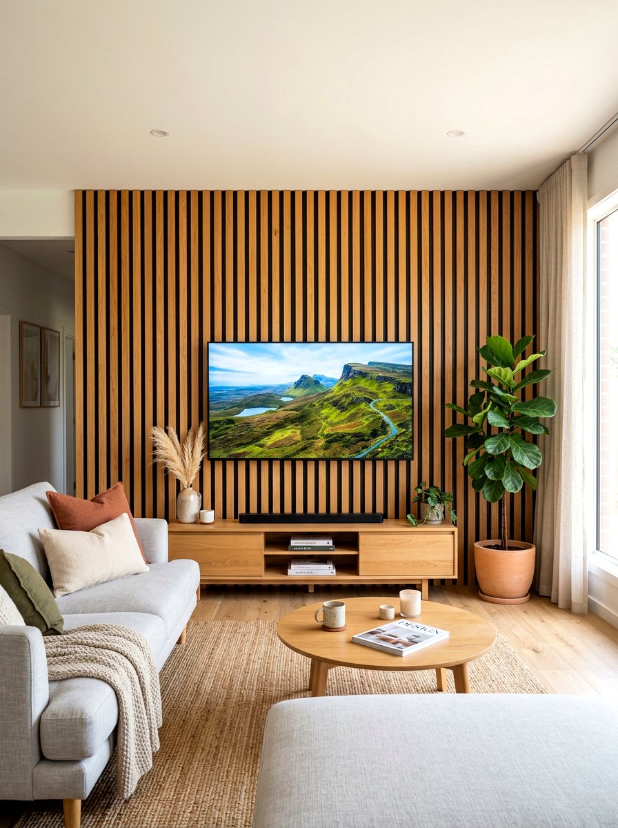 Wood Slat Wall - 30 tv wall ideas