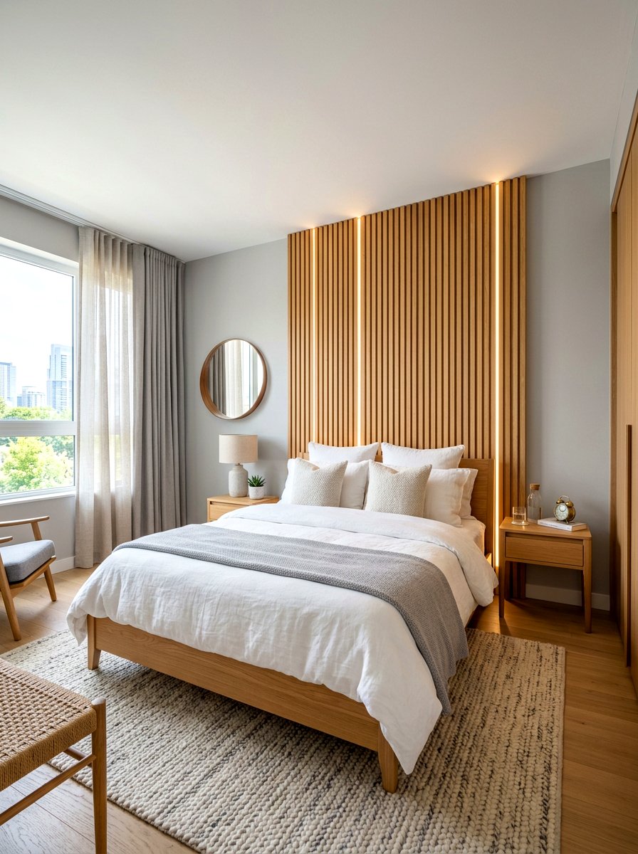Wood Slat Wall - 30 acoustic bedroom ideas