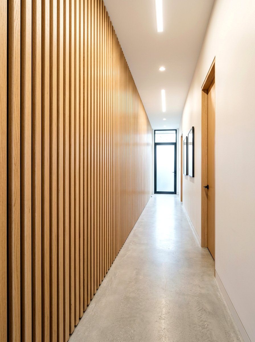 Wood Slat Wall - 30 narrow hall styling ideas
