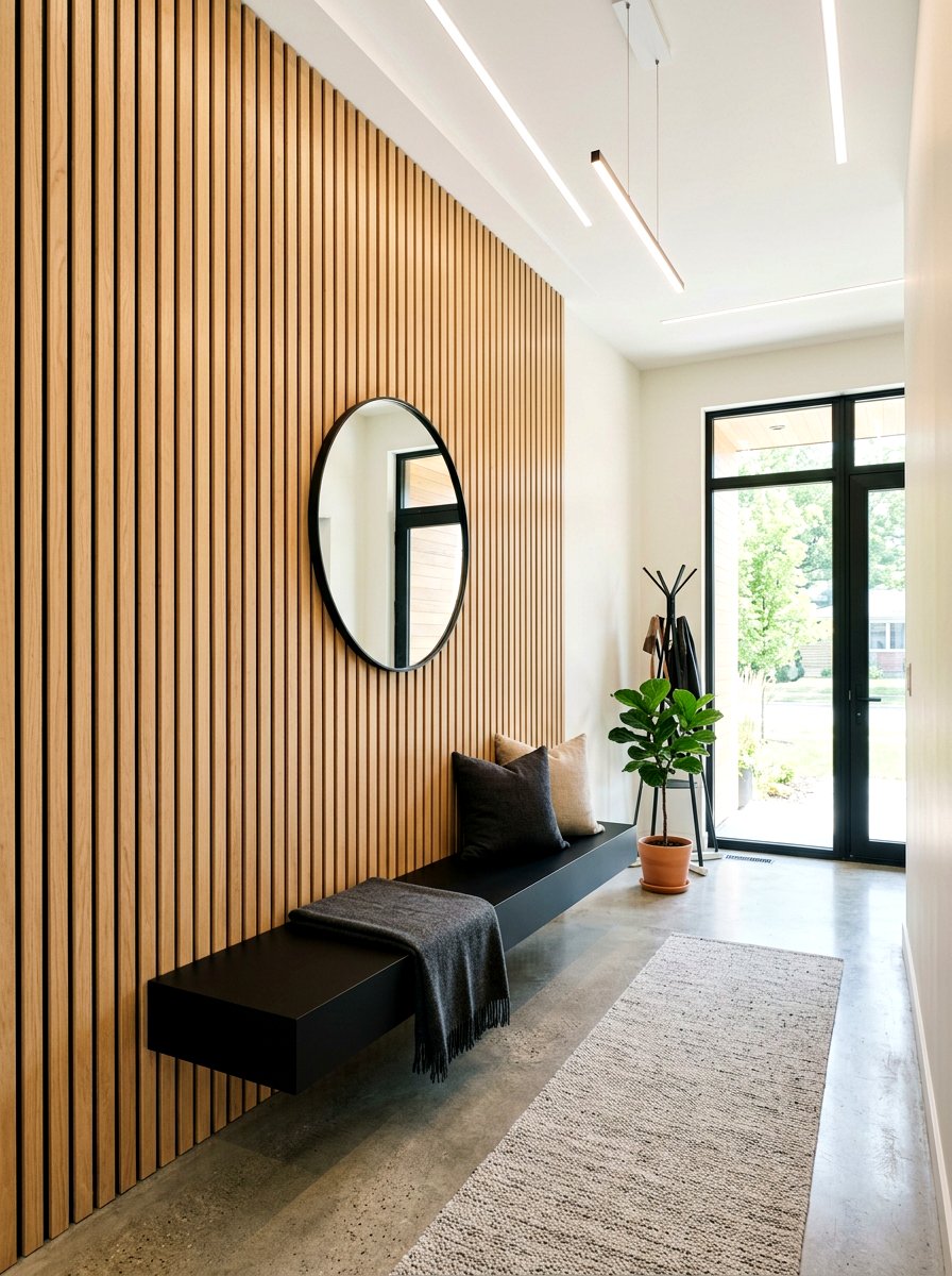 Wood Slat Wall - 30 warm welcome entryway ideas