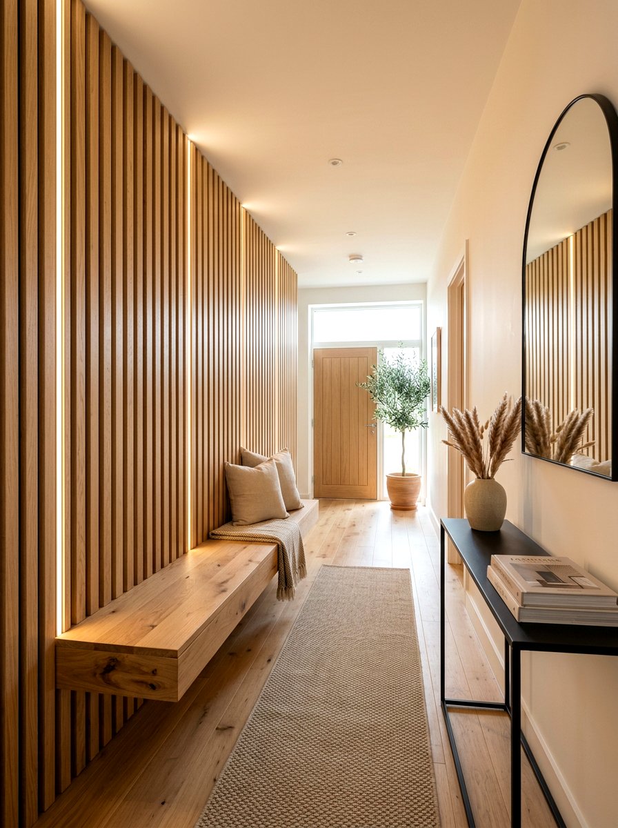 Wood Slat Wall - 30 hallway wall decor ideas