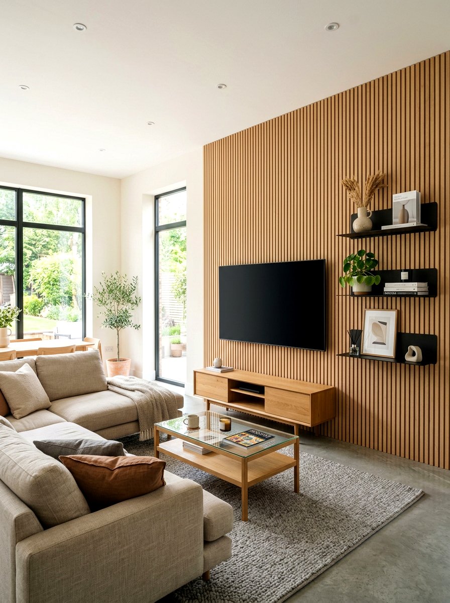 Wood Slat Wall Black Accents - 30 black and wood decor ideas