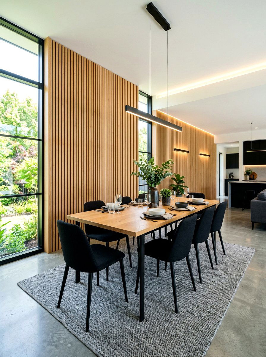 Wood Slat Wall Dining Room - 30 modern dining room ideas