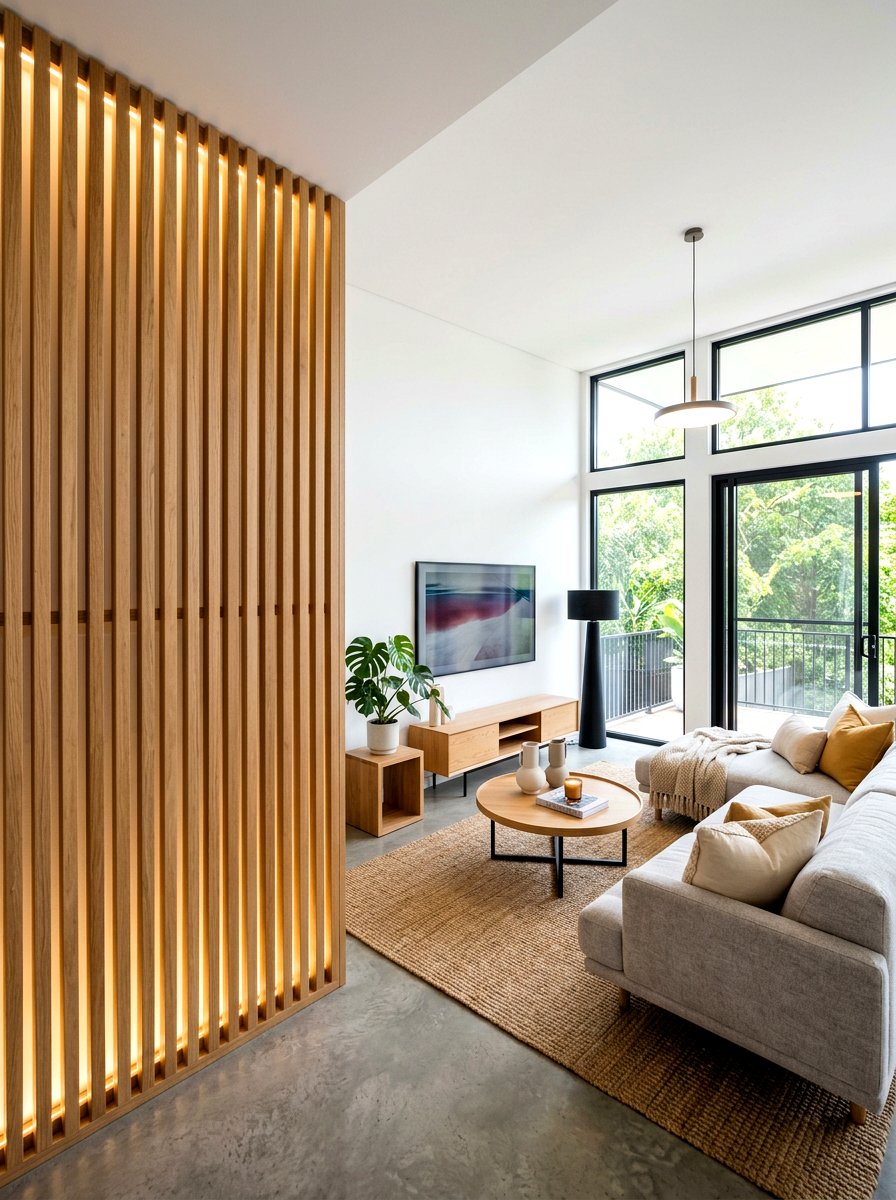 Wood Slat Wall Living Room - 30 luxury living room ideas