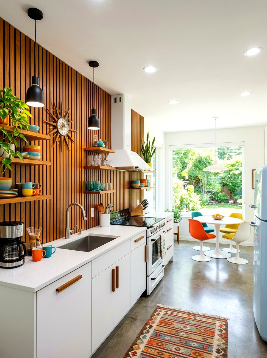Wood Slat Wall Panel - 30 temporary backsplash ideas