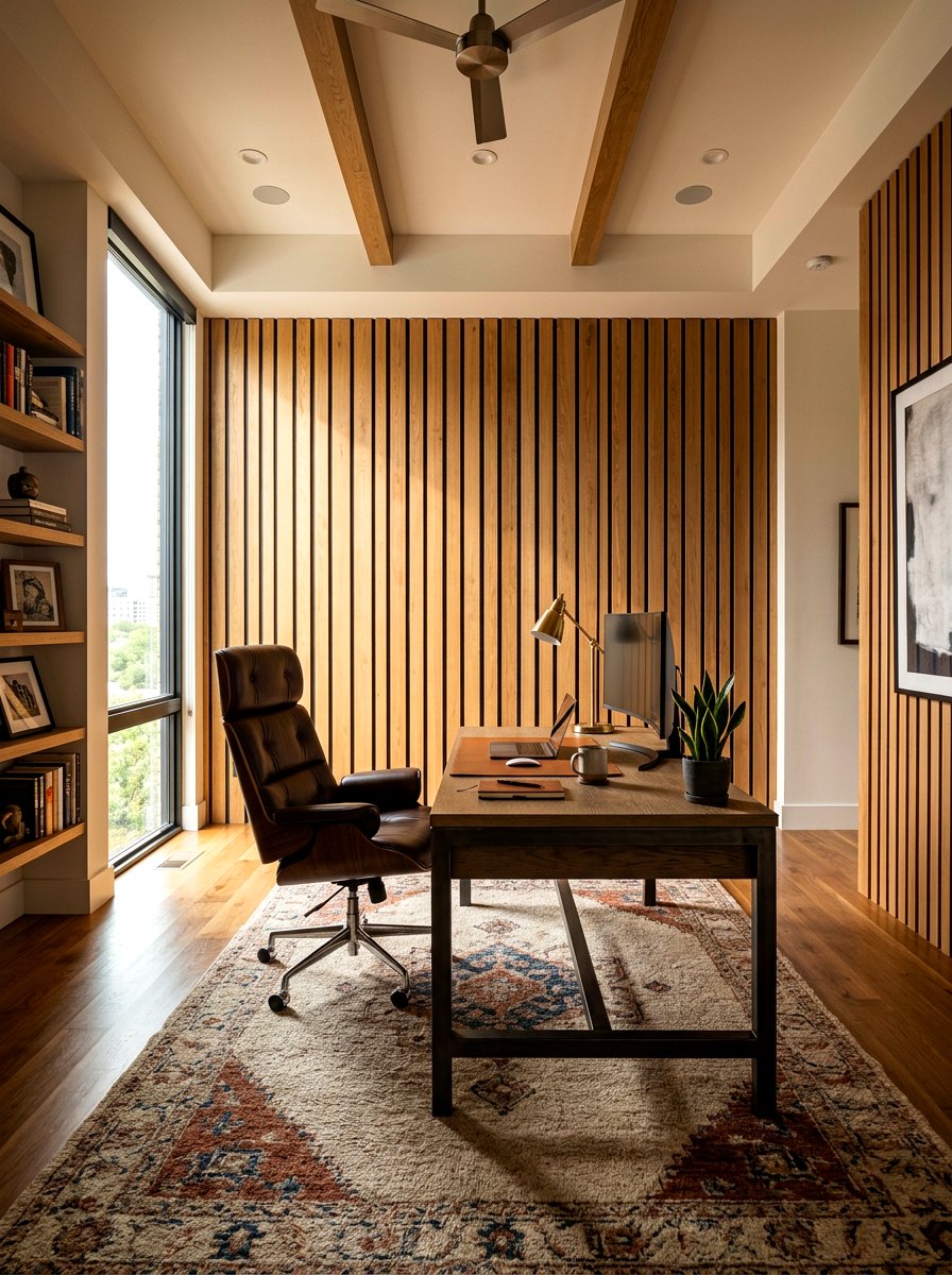 Wood Slat Wallpaper - 30 office wallpaper ideas