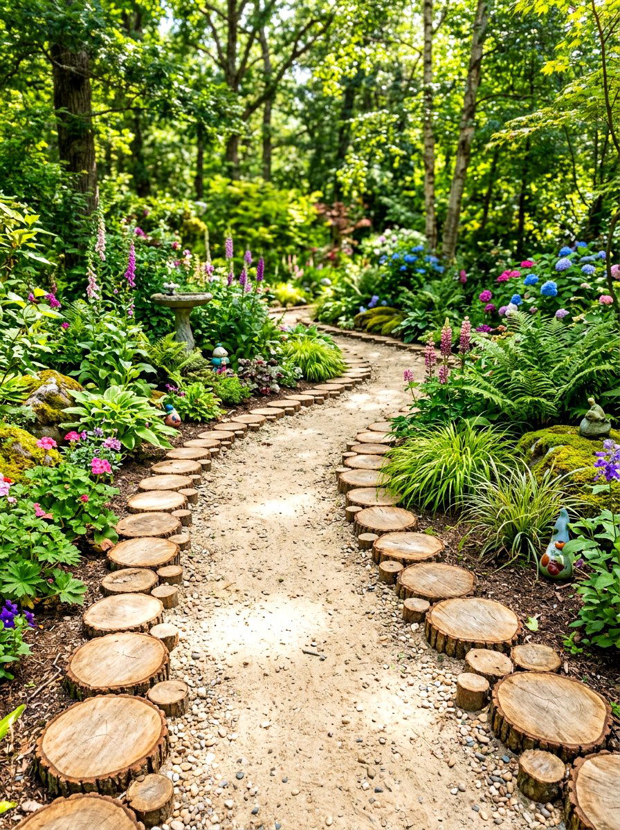 Wood Slice Edging - 30 mow strip ideas