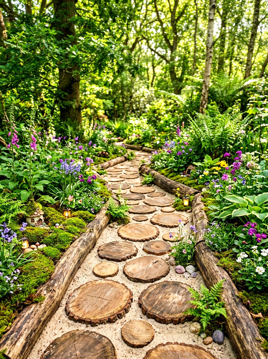 Wood Slice Path - 30 raised bed path ideas