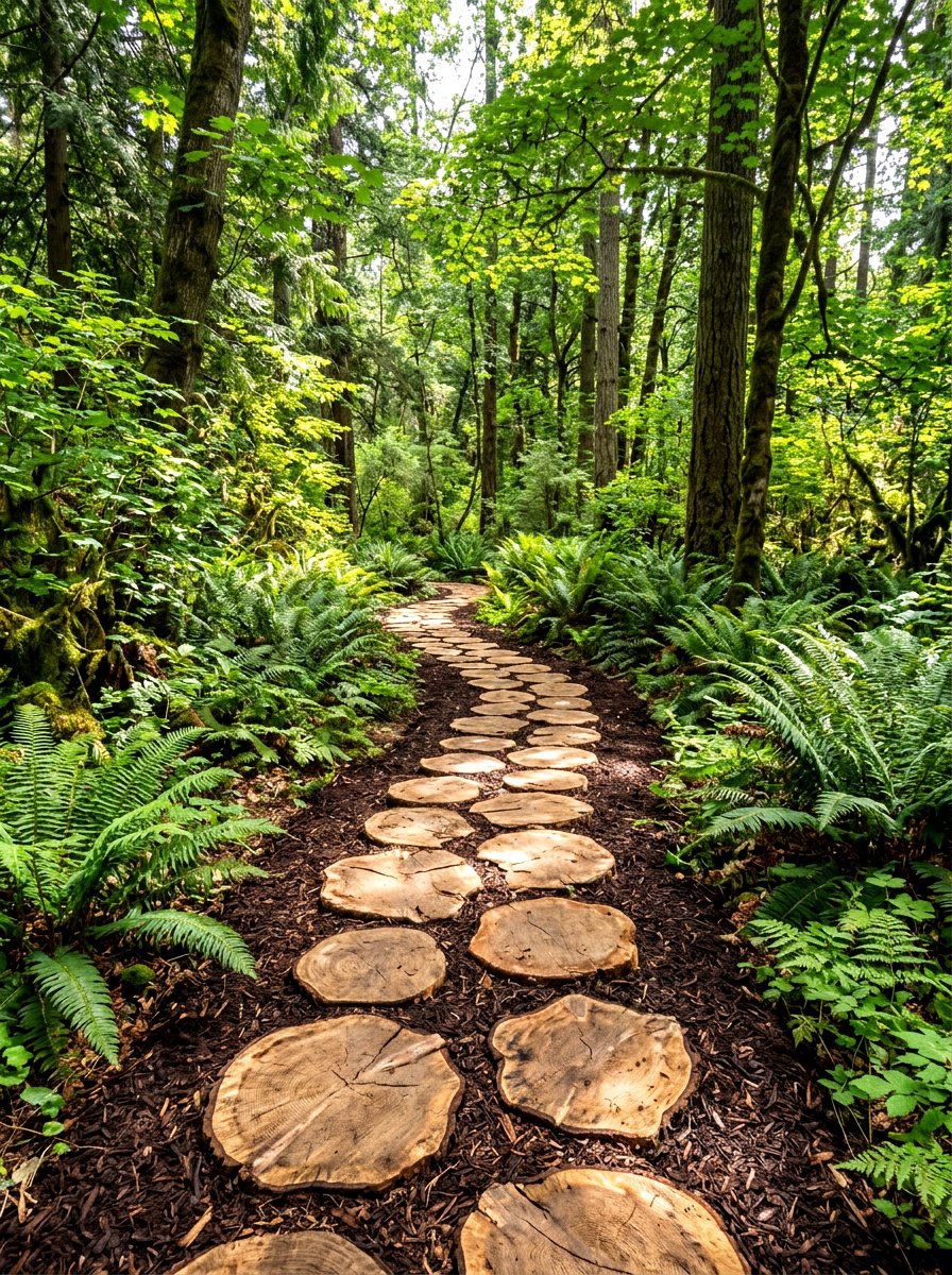 Wood Slice Path - 30 stepping stone ideas