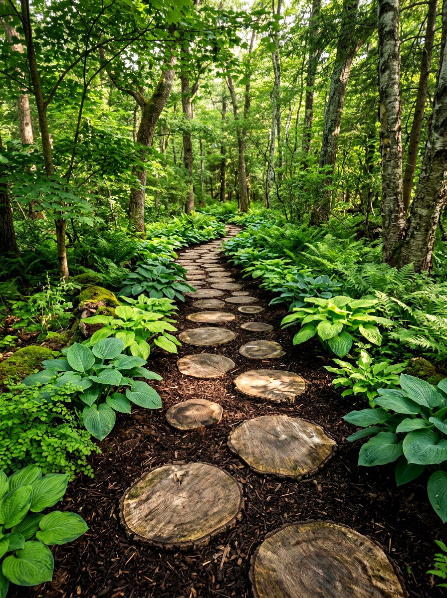 Wood Slice Path - 30 garden path ideas