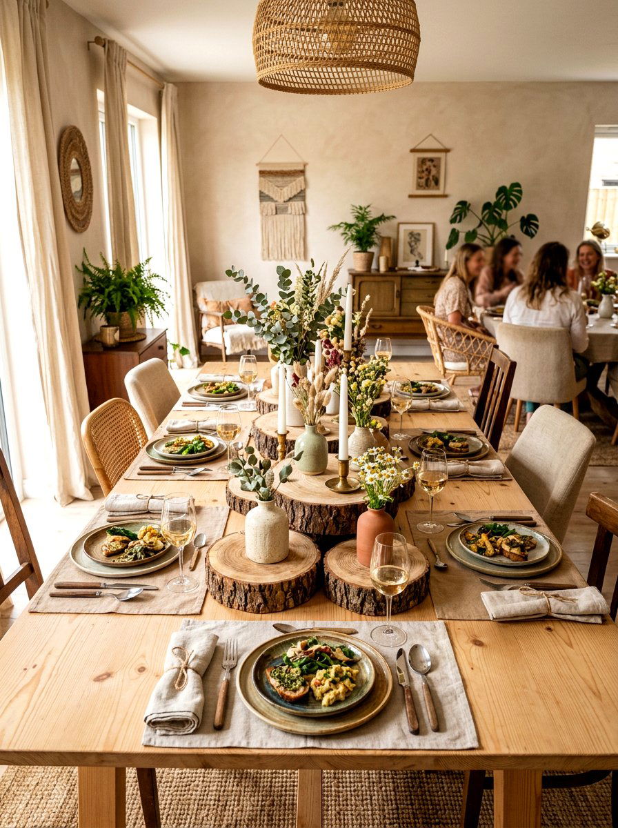 Wood Slice Table Pedestal - 30 rustic table centerpiece ideas