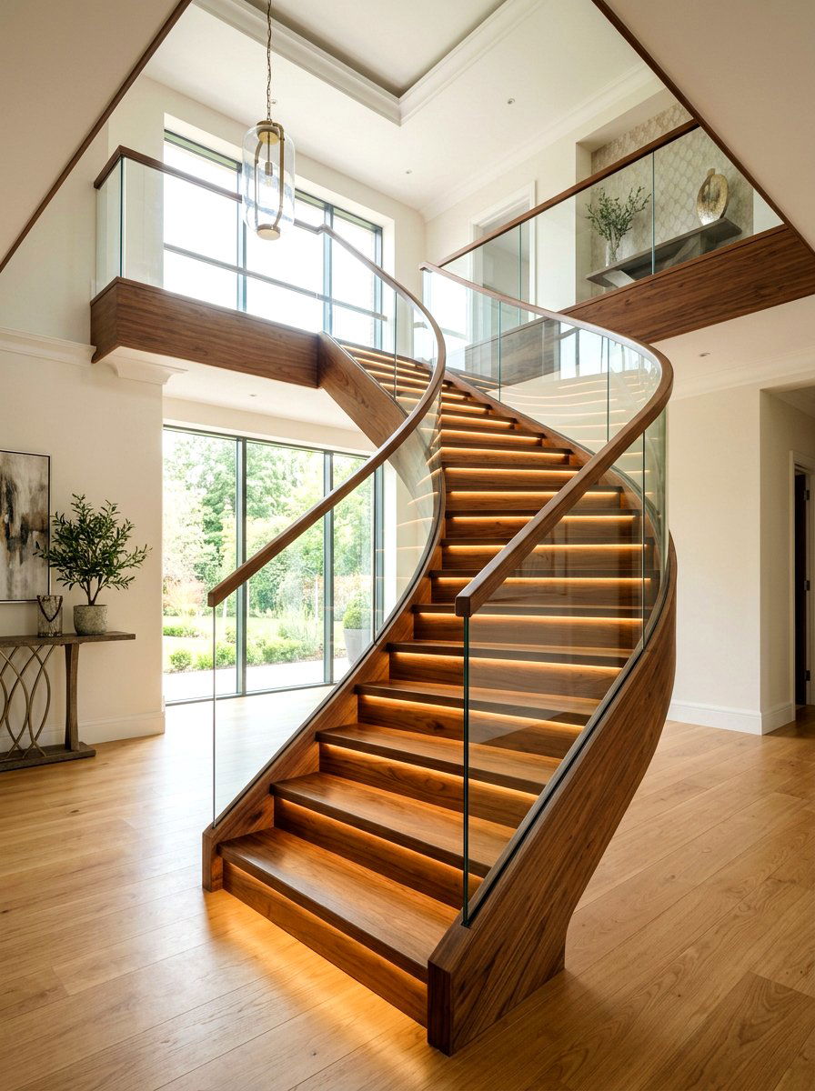 Wood Stair With Integrated LED - 30 stair tread lighting ideas