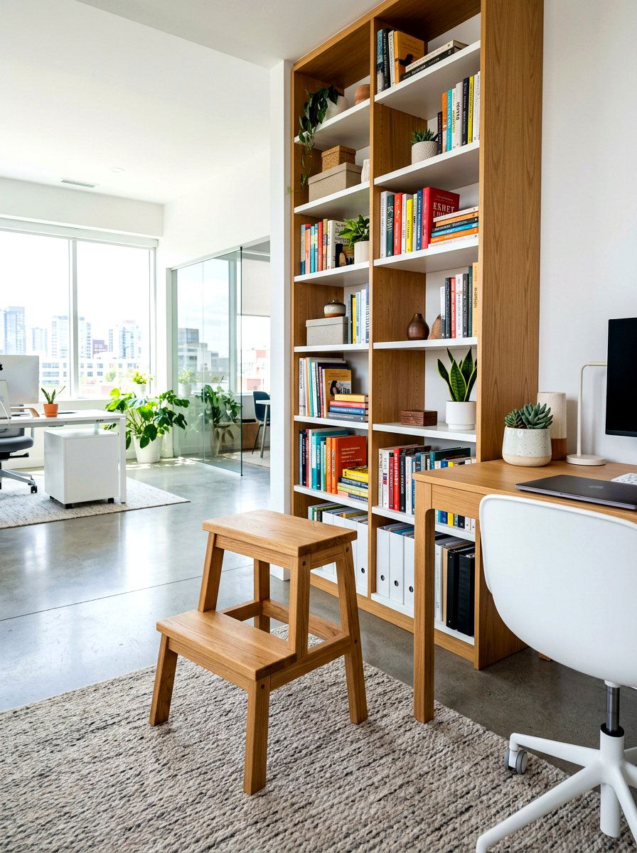 Wood Step Stool - 30 friction maxxing office ideas