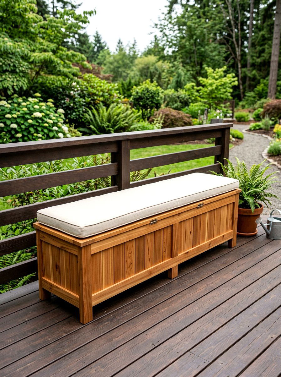 Wood Storage Bench - 30 deck furniture ideas