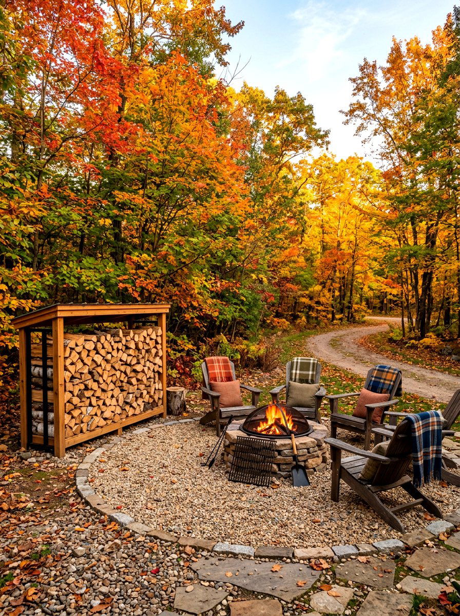 Wood Storage Fire Pit - 30 fire pit gravel area ideas