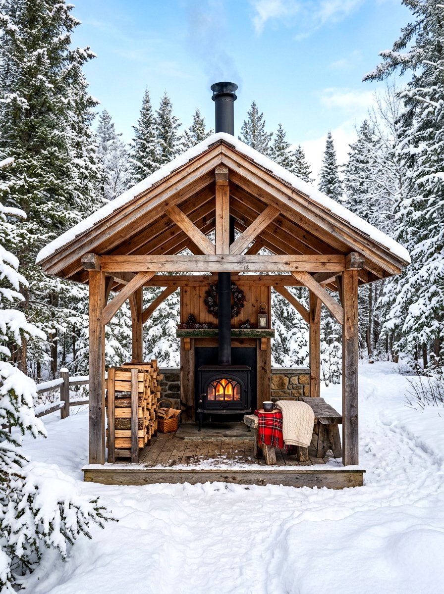 Wood Stove Pavilion - 30 rustic pavilion ideas