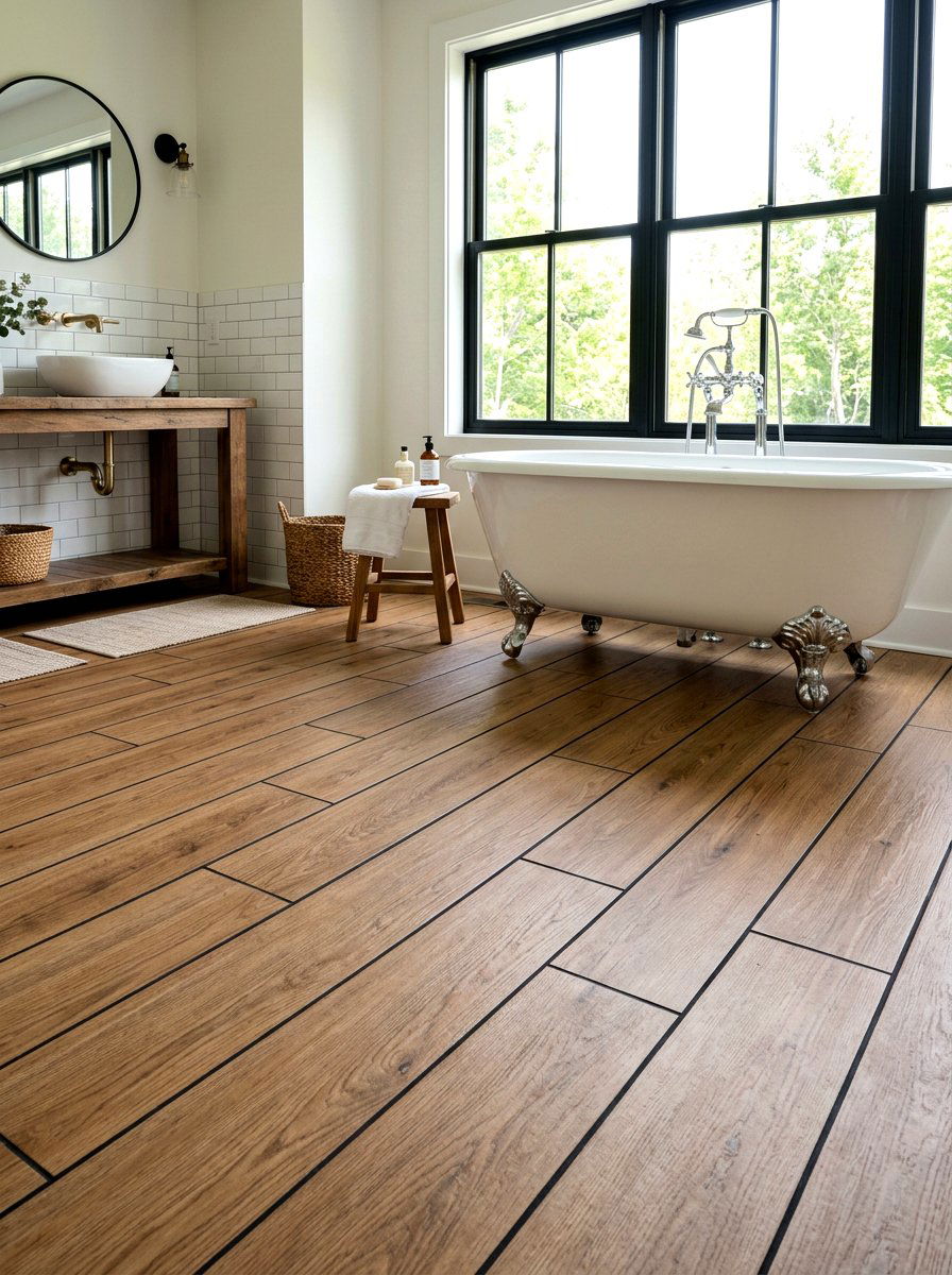 Wood Tile Dark Grout - 30 dark grout bathroom ideas