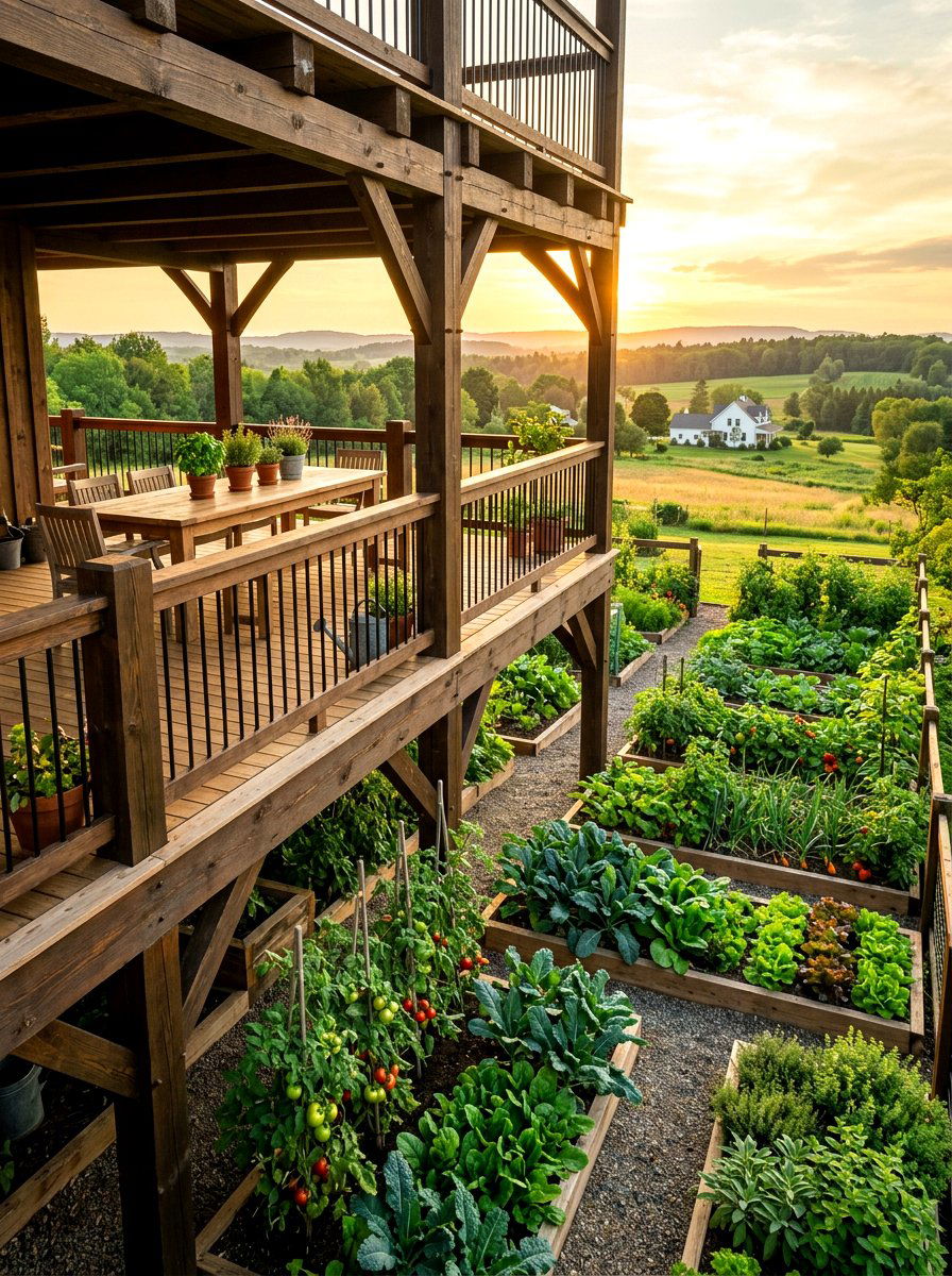 Wood Timber Terrace - 30 hillside landscaping ideas