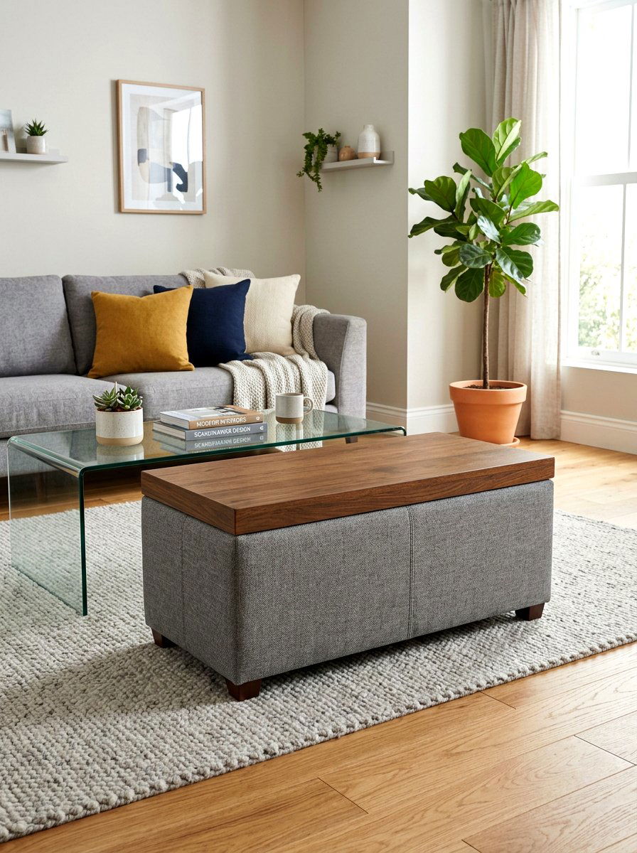 Wood Top Storage Ottoman - 30 hidden ottoman storage ideas