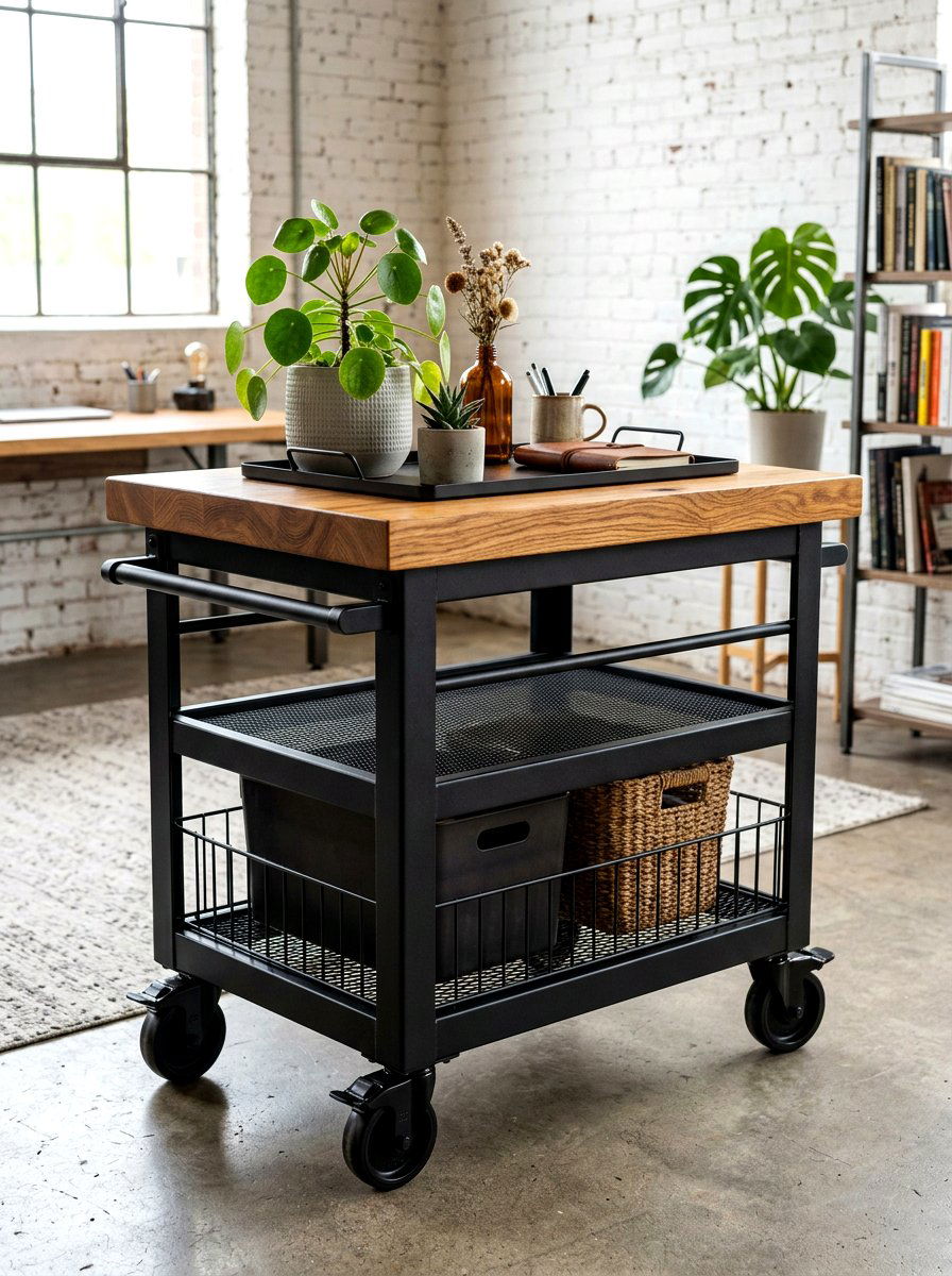 Wood Topped Cart For Extra Counter Space - 30 beauty cart organization ideas