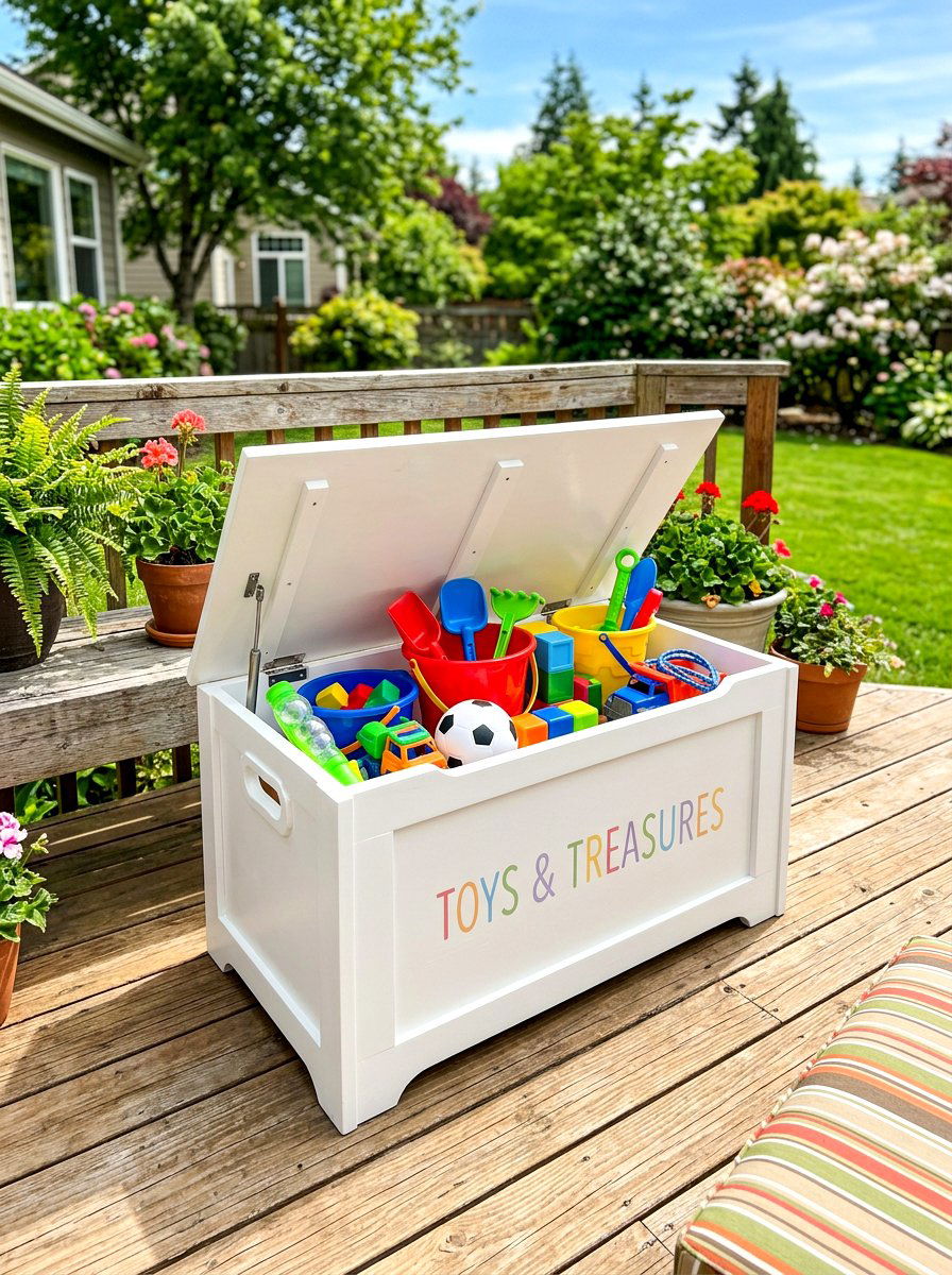 Wood Toy Box - 30 deck storage ideas