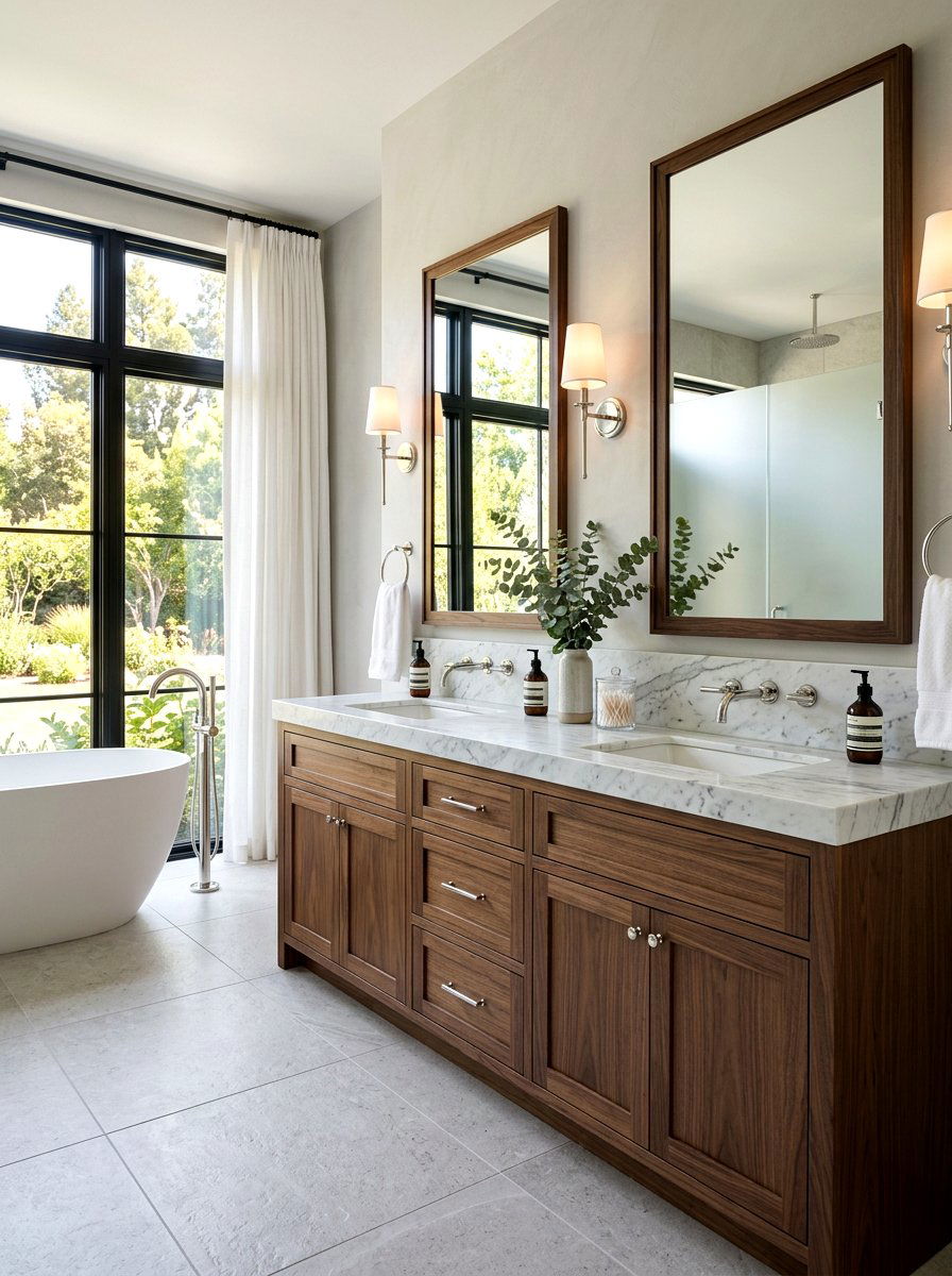 Wood Vanity with Marble Top - 30 wood vanity ideas