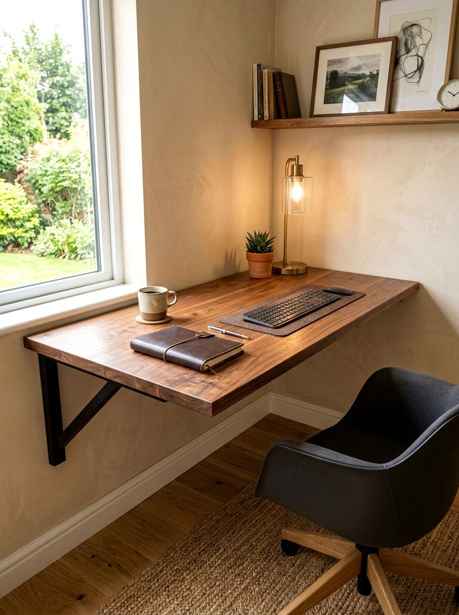 Wood Wall Mounted Desk - 30 Murphy desk apartment ideas