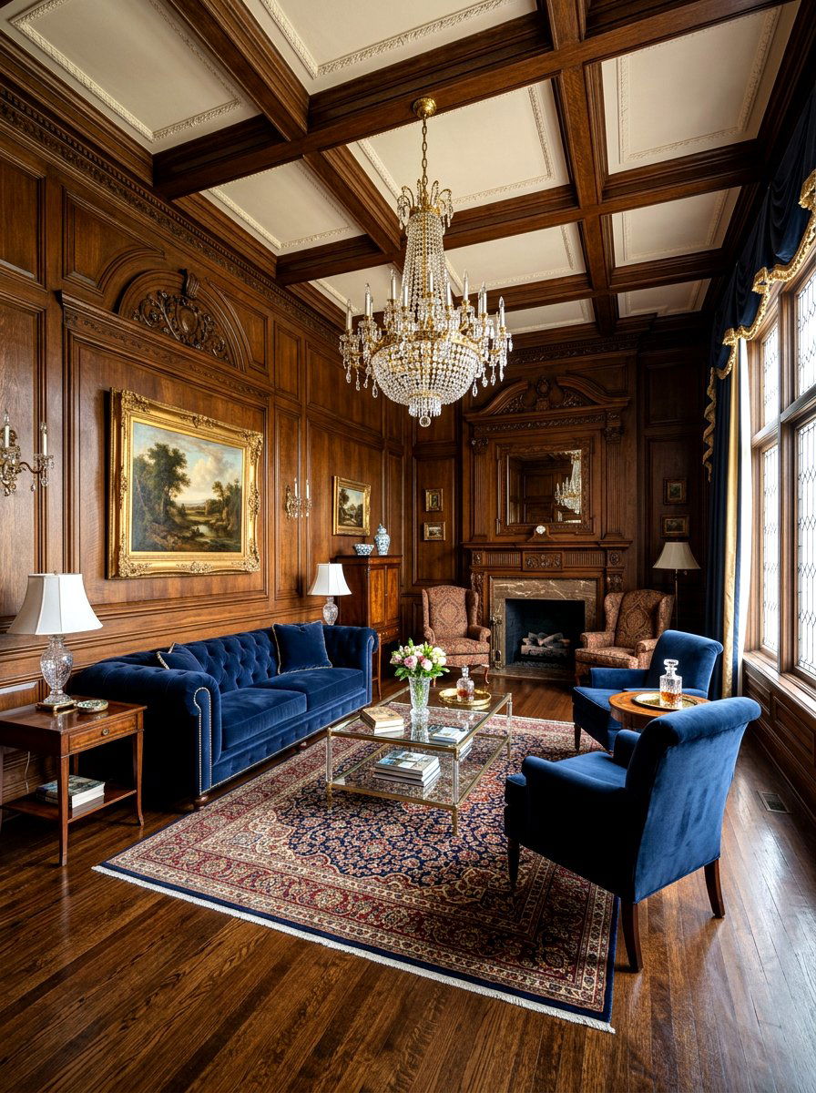 Wood Wall Panel - 30 moody English living room ideas