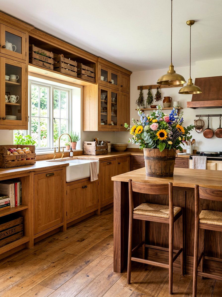 Wood and Flower Kitchen - 30 flower market kitchen ideas