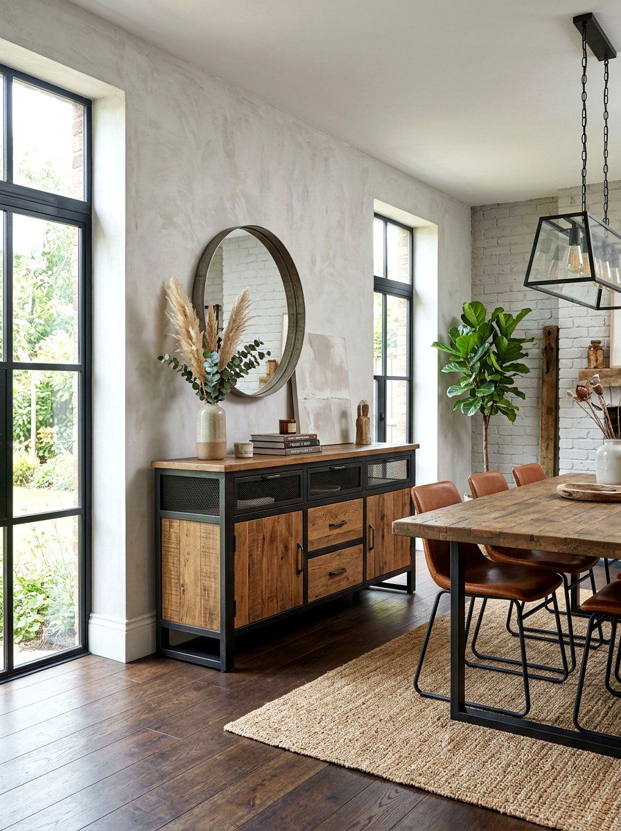 Wood and Metal Sideboard - 30 sideboard dining room ideas